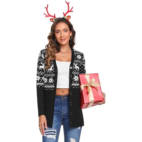 iClosam Women's Lightweight Christmas Cardigan Cover