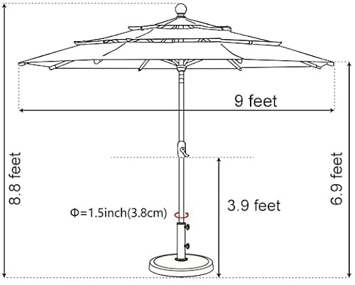 Eliteshade Usa 10-Year-Non-Fading Sunumbrella Solar 9Ft 3 Tiers Market Umbrella With 80 Led Lights Patio Umbrellas Outdoor Table With Ventilation,Sunflower Yellow #TOP3