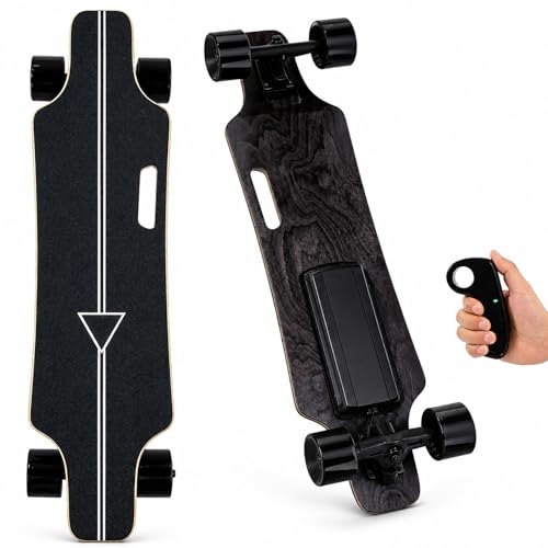 vnmudzeo Longboard Eléctrico 33 Pulgadas   Skate Eléctrico con Tabla de Arce de 7 Capas, Mando 2.4 GHz, Ruedas PU 72 mm