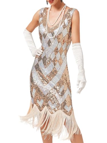 Robe Charleston à paillettes style années 20 sans manches pour cocktail rétro - 3