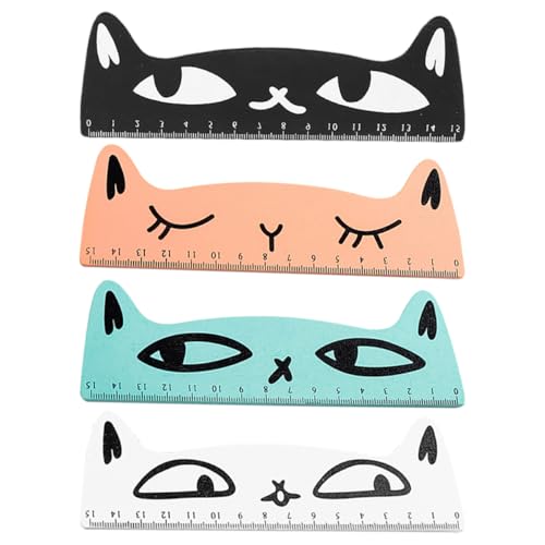 BESTonZON �L�^�ؐ���K 15cm 4�{�Z�b�g �ʐF�Ȗ���L�f�U�C�� �p�`�� ����c�[�� �w�Z �H�� �����^�ёΉ�