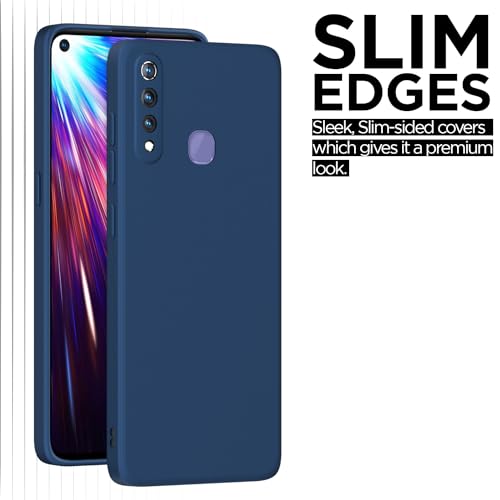 Image of Outlouders Back Cover for Vivo Z1 Pro | Camera Protection | Durable Soft Matte Silicone Bumper Case (Blue)
