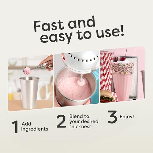 Nostalgia Two-Speed Electric Milkshake Maker and Drink Mixer, Includes 16-Ounce Stainless Steel Mixing Cup & Rod, Blue - image 3