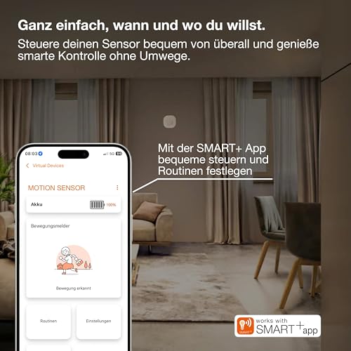 LEDVANCE SMART WIFI intelligenter Bewegungsmelder f&uuml;r Smart Home im Innen- und Au&szlig;enbereich, ohne Kabel, wei&szlig;, Steuerung via App, integrierter wiederaufladbarer Akku und einfaches Aufladen &uuml;ber USB-C