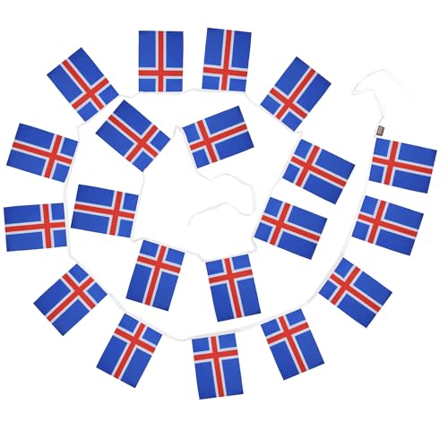 Image of AZ FLAG Iceland 6 meters BUNTING Flag 20 flags 9'' x 6'' - Icelander STRING flags 15 x 21 cm