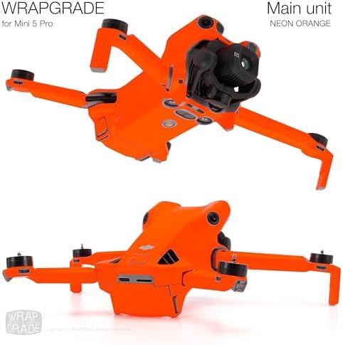 WRAPGRADE Skin Stickers Compatible with DJI Mini 5 Pro (Neon Orange) — 사진 4