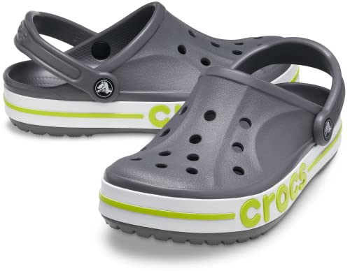 Crocs Bayaband Clogs für Damen und Herren mit Fersenriemen für sicheren Halt 43-44 EU Slate Grey/Lime Punch