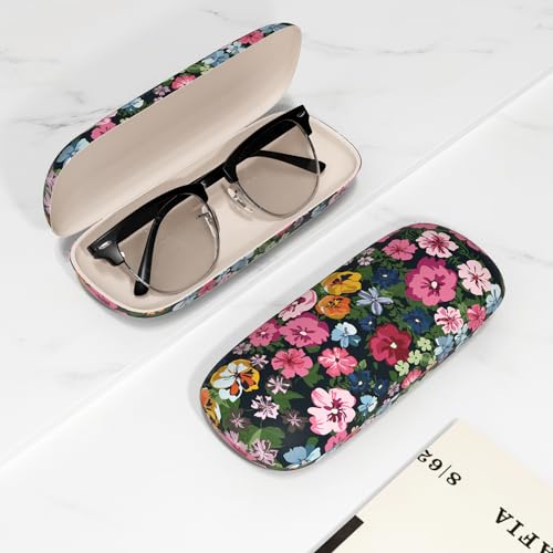 Image of Eyeglasses Case, Portable Hard Shell Protective Case for Glasses, Eyeglass Holder Box for Women with Cleaning Cloth