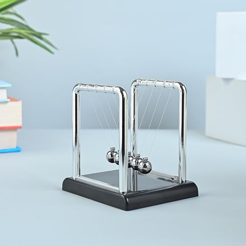 Image of HindCraft Newton's Cradle Pendulum 4 Inch - Swinging Balance Balls | Desk Toy for Office Table, Home Decor, Stress Relief, Science Gadget for Kids & Adults, Study Table Showpiece, Gift for Teachers