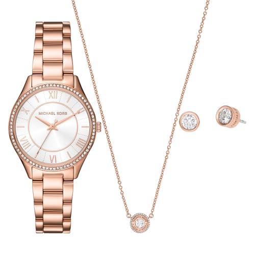Michael Kors Set de regalo reloj con pendientes y collar mk4850set lauryn de acero inoxidable en color oro rosa para mujer