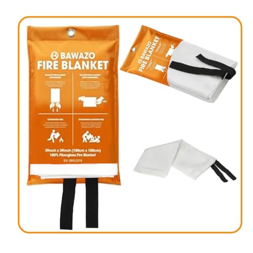 bAWAZO Emergency Blanket - 2 Pack - 40” x 40” Fiberglass Blanket for Kitchen - Safety & Emergency Supplies - Kitchen Extinguisher
