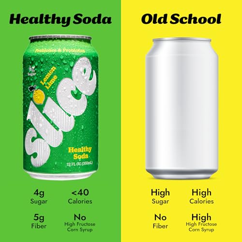 Image of Slice Healthy Soda, Lemon Lime, Prebiotic & Probiotic Soda Pop, 5g Fiber, 35 calories, 12 fl oz 12 Pack