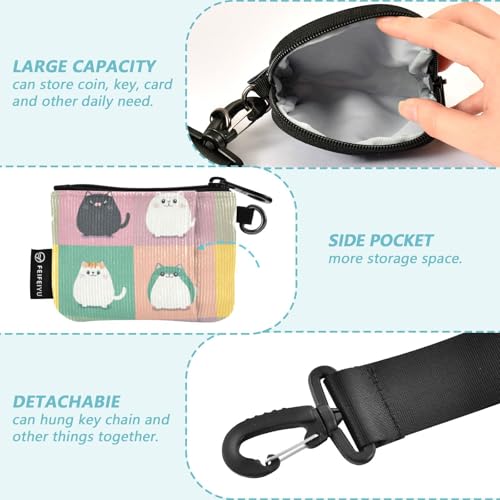 Cute Cartoon Cats Plaids Women's Card Cases Change Holder Large Capacity Business Card Holder with Zipper Pocket for Ladies 2 Pcs Wallet para tarjetas3