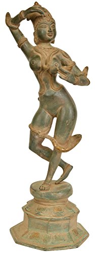 Exotic India The Apsara Applying Vermilion (A Sculpture Inspired by Khajuraho) - Brass Statue