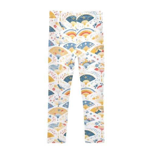 KLL Hand Drawn Cute Japanese Fans Cartoon Little Girls Cotton Pants Stretchy High Waisted Activewear Running2