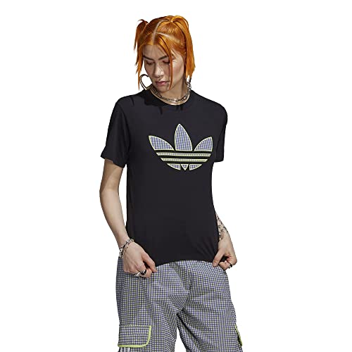 T-shirt adidas Originals Gingham Trefoil Black SM avec logo trèfle vichy