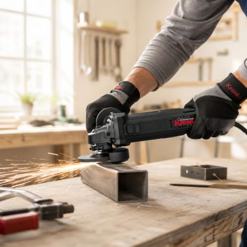 Image of Kress KU712 1100W 125mm Angle Grinder | Compact & Lightweight 4.9-Inch Grinder with 11,000 RPM Speed, Lock-On Slide Switch, Dust-Proof Bearings & Spiral Bevel Gears | Includes Handle & Spanner