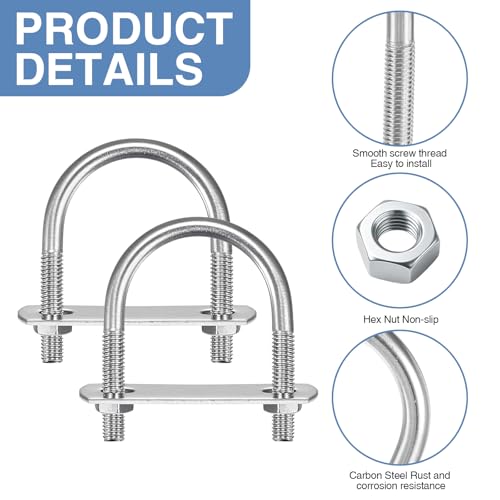 5 Stück U Bügel mit Gewinde M6 60 x 80 mm Bügelschraube Edelstahl 304 Bügelschelle U-Bolzen Bügelbolzen mit Muttern Rahmengurte für Zaunbefestigung Rohr Befestigung