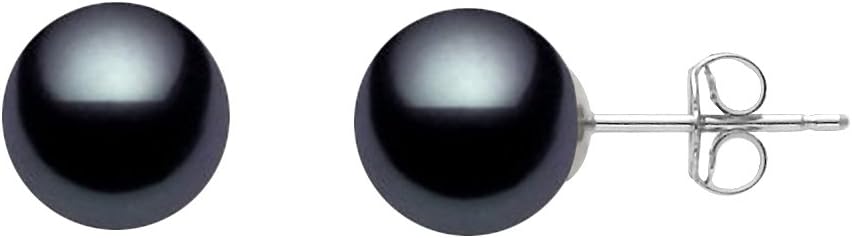 AAAA Quality Japanese Dark Black Akoya Cultured Pearl Stud Earrings for Women with Sterling Silver - PremiumPearl