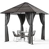 JUMMICO Gazebo 3 x 3 Waterproof Stable Winterproof Aluminium Garden Gazebo with Fixed Roof...