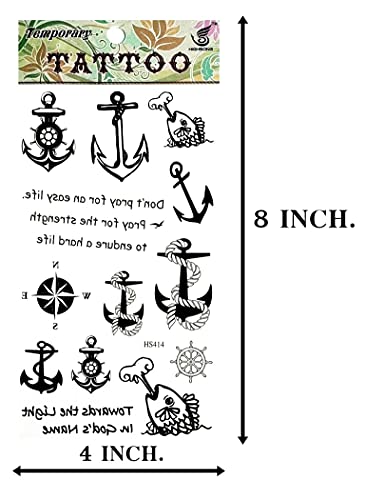 Oncex Sheet Anchor Temporary Tattoos For Men Women Realistic Patterned Ship Sailor Anchors Cartoon 3D Tattoo Fake Body Design Arms Legs Fantasy Fashion For Man Women #TOP1