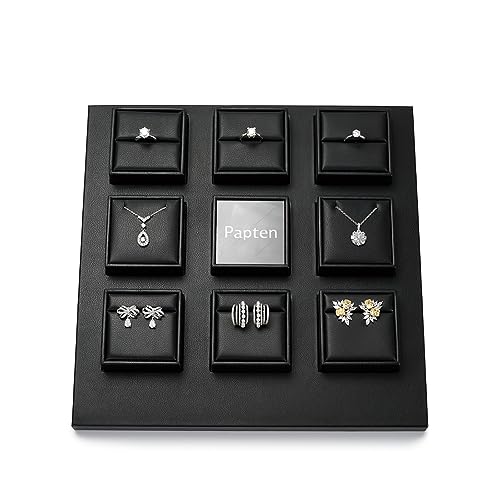 Jewelry Stand PU Leather Necklace Display Holder Showcase Display Block Jewellry Storage Stand for Shows(Black)