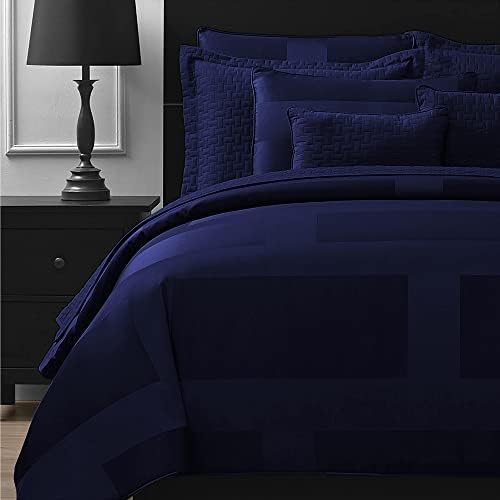 Comfy Bedding | 5-Piece Comforter Set | Microfiber Bedding | King | Frame – Navy Blue | 1 Comforter, 2 Pillow Cases, 1 Square Decorative Pillow & 1 Rectangle Decorative Pillow | Microfiber | Modern