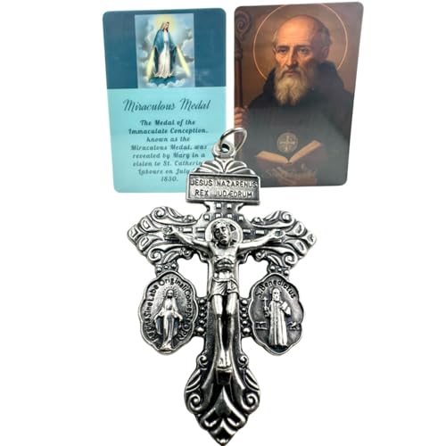 Westmon Works Pardon Crucifix Italian Metal Two Inch Pendant with Made in the USA Laminated Holy Card