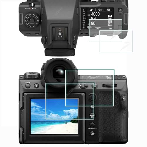 ULBTER Protection Ecran pour Fujifilm GFX 100 II Fuji GFX100 II LCD + PET Top Flim Verre Trempé 【2+2 pièces】, Vitre Protecteur 0,3mm Dureté 9H Anti-Rayure