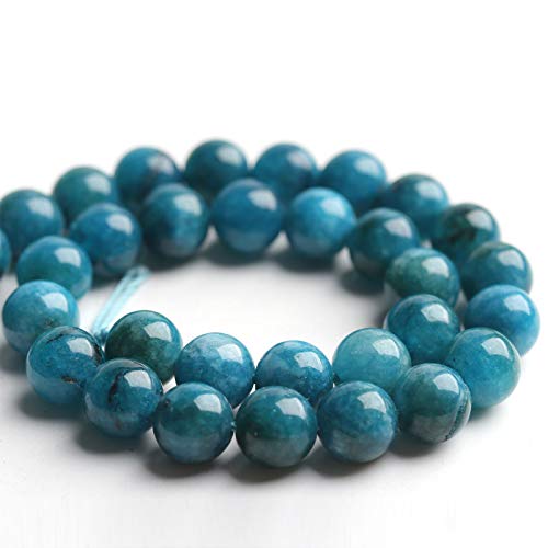 Image of Natural Stone Beads Blue Apatite 8mm Polished Round Smooth Gemstone Beads for Jewelry Making 15 Inch(Blue Apatite,8mm)