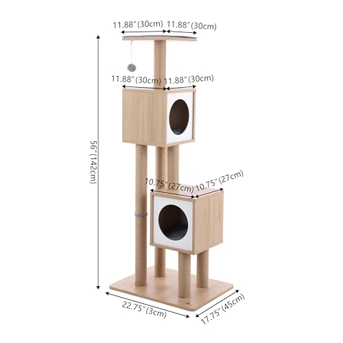 Árbol para gatos minimalista de 3 niveles de yute 56 pulgadas miniatura 5