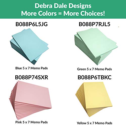 DEBRADALE DESIGNS Blank Unruled Memo Pads - 5\" x 7\" Inches - Baker\'s Dozen (13) - Note Pads with 50 Sheets each of Bright White 20# Bond Paper - Quality Chipboard Backer