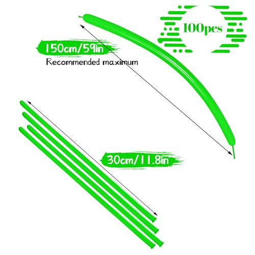 Image of LXZFCRG 260 Balloons Green Long Balloons for Balloon Animals, Thickening Long Skinny Latex Twisting Balloon for Balloon Garland Halloween Party Suppies Birthday Wedding (Green)
