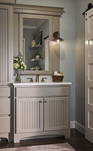 Image of Kichler Clyde 1 Light Bathroom Vanity in a deep Black Finish, for Bathrooms, (7.25 inch H x 7.5 inch W x 8.25 inch Ext.), 45943BK