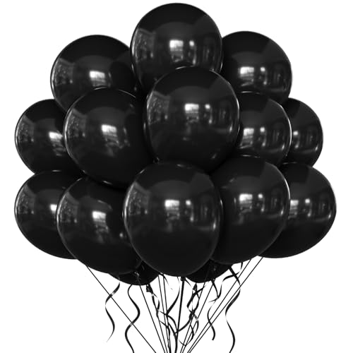 Yehnda Ballon Noir 100Pièces 12Pouces Latex Helium Pour Anniversaire Mariage Fiançailles Diplômes Retraite Décorations Fête