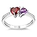 ETERMBOL 2 Birthstone Halo Ring for Women Created Ruby&Amethyst Statement Ring for Women 925 Sterling Silver Promise Ring for Her Anniversary Size 7