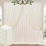 3x12 m Elfenbein Vorhang für Kulissen, Party-Hintergrund, Hochzeit - Polyester Champagne Hintergrund für Geburtstag, Baby Dusche, Taufe, Brautdusche