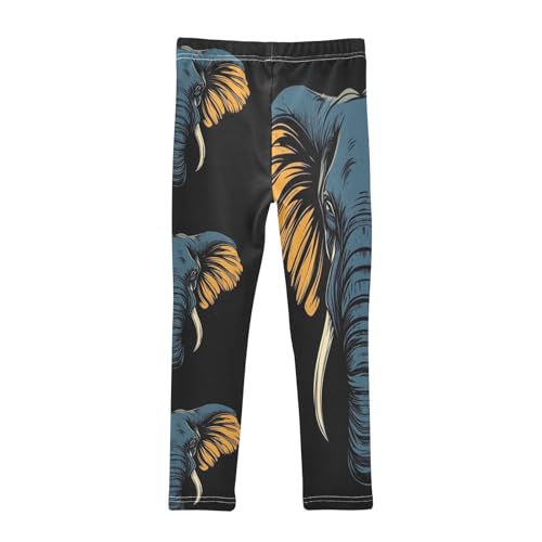 Retro Elephant Animal Girls Casual Leggings for Kids Printed Long Pant Bottoms Stretch and Soft2