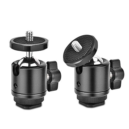 UTEBIT 2 PACK Mini Ball Head with 1/4'' Removable Hot Shoe Mount Adapter