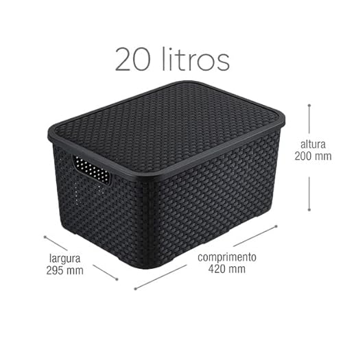 CAIXA ORGANIZADORA RATTAN 20L PRETA