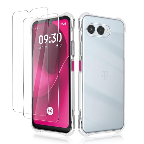 NEWZEROL TPU Hülle + 2 Stück Displayschutzfolie Kompatibel für Telekom T Phone 3 [Kratzfest] 9H Hochauflösend Displayschutzfolie aus Gehärtetem Glas und Stoßfeste Hülle