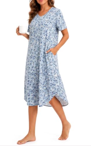 Image of Kabento Womens Short Sleeve Long Nightgowns Sleepwear