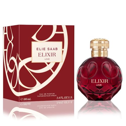 Elie Saab Elixir Love 100 ml – Eau de Parfum 100 – Frauen Parfüm – Fruchtig-floraler Chypre-Duft – Florale und Fruchtige Noten – Roter, Juwelenförmiger Glasflakon