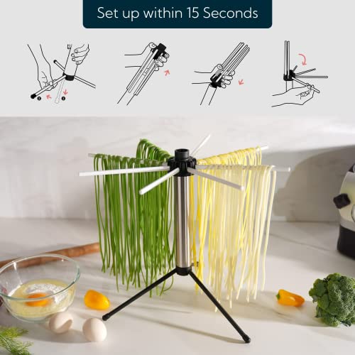Kitchendao Collapsible Pasta Drying Rack, Easy Storage, Quick Set Up, Foldable Pasta Dryer Rack, Spaghetti Noodle Hanger, Detachable For Easy To Clean, Rotary Arms, Hold Up To 5Lbs #TOP1