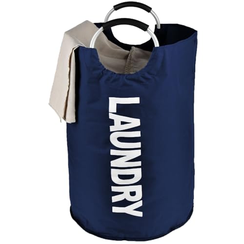 YRCBEHFU ランドリーバスケット 82L 大容量 洗濯カゴ 600D防水オックスフォード 折りたたみ ランドリーバッグ 洗濯物入れ 衣類収納 寝室/リビング/クローゼット 幅38×高さ72(cm) (ネイビー)