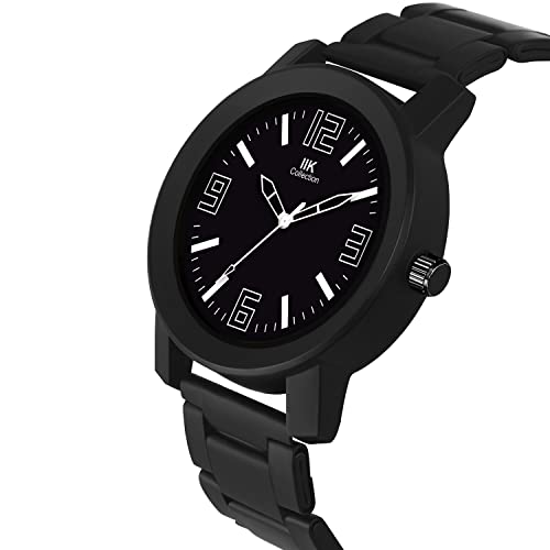 Image of IIK COLLECTION Watches for Men Round Numerical Dial |Analogue Quartz Movemnet Mens Watch|Long Battery Life|Stainless Steel Adjustable Bracelet Black Chain with Long Lasting Polish| Watches for Boys