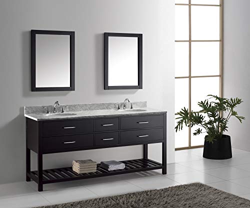 Virtu Usa Caroline Estate 72 Inch Double Sink Bathroom Vanity Set In Espresso W/Round Undermount Sink, Italian Carrara White Marble Countertop, No Faucet, 2 Mirrors - Md-2272-Wmro-Es #TOP7
