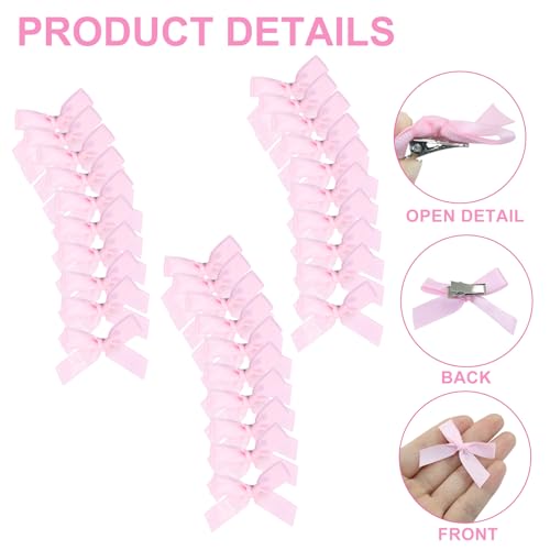 30 Pack Mini Lazos Rosados para Cabello para Mujeres, Niñas y Adolescentes | Dulces Clips de Cabello con Lazo, Acentos de Cinta, 1.8x1.5 pulgadas, Estilo Dopamina, Uso Diario y para Fiestas miniatura 4