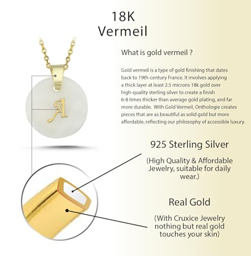 Initial Necklace for Women - Gifts for Women 18ct Gold Vermeil Letter Necklace Genuine Mother of Pearl 925K Sterling Silver Dainty Letter A-Z Necklace2