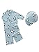 Boys Penguins One-Piece Swimsuit with Hat 2 Pcs Set Blue